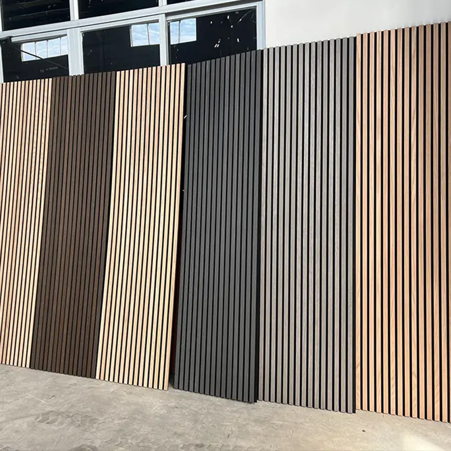 Wood slat wall panels Sound Absorbing natural oak acoustic slat wooden wall panels Acoustic Panels for Interior decors