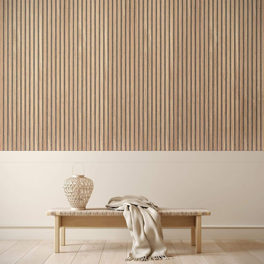 Natural Oak Wooden Grooved Mdf Slat Wood Veneer Diffuser Slats Acoustic Wall Panel For Ballroom Panel Acusticos