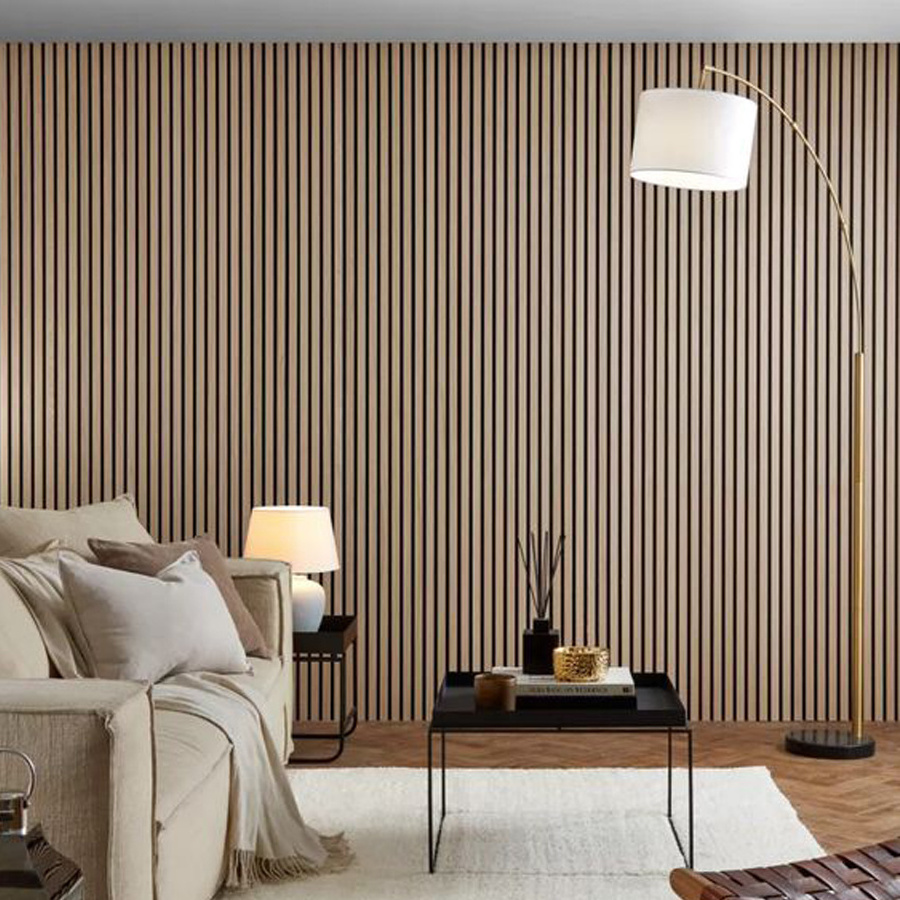 acoustic wall panel black MDF akupanel soundproof wall panels DIY Natural Oak Acoustic Slat Wood Wall Panels