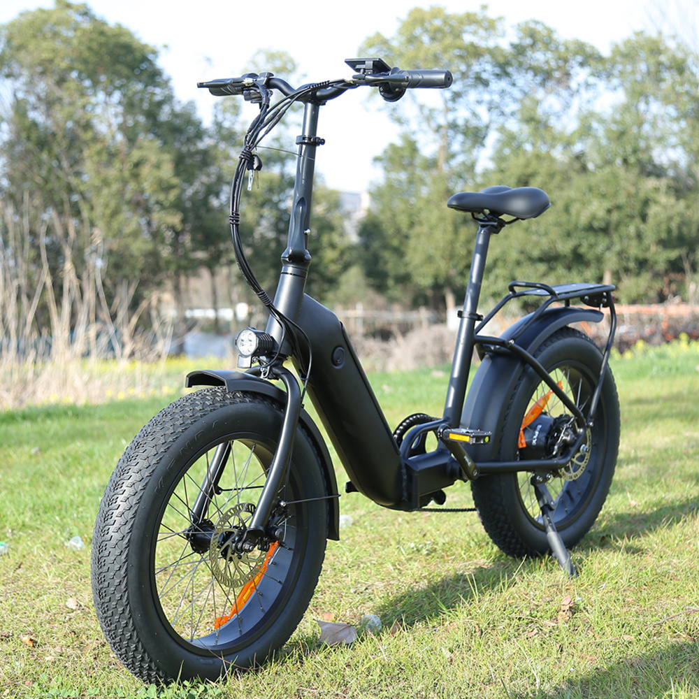 Ready ship hidden battery 48v 500w 20 inch foldable fat tire electric mountain e bike for adult person