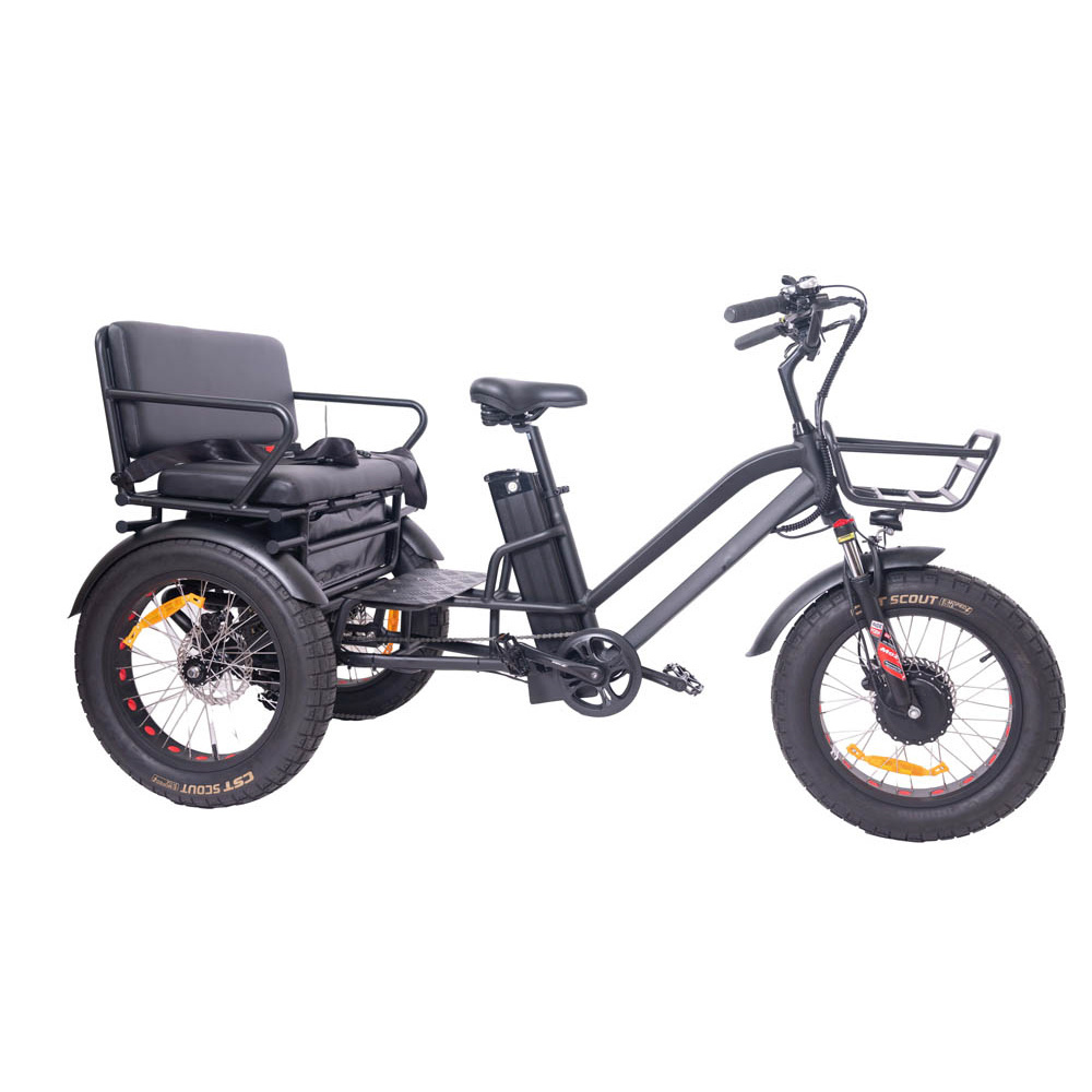 KUAKE quick delivery 20ah suspension Two-seater carry children electric passenger tricycle 3 wheel electric bike 750w etrike