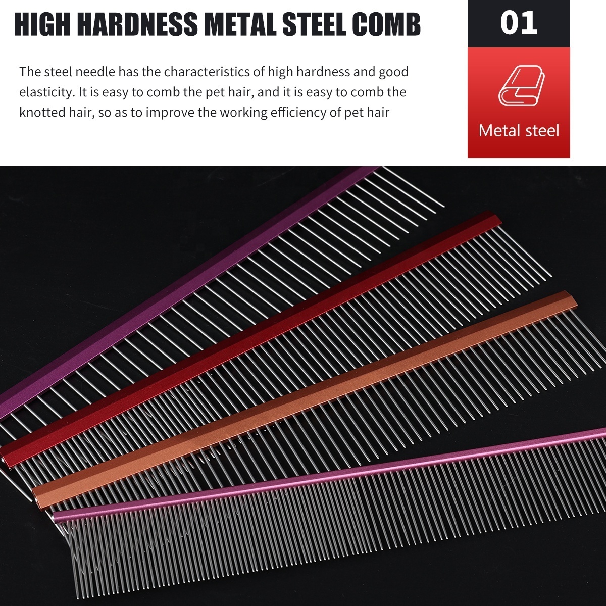 Factory Wholesale Tied Card Packaging Stainless Steel Cat Lice Comb Dog Pet Grooming Comb