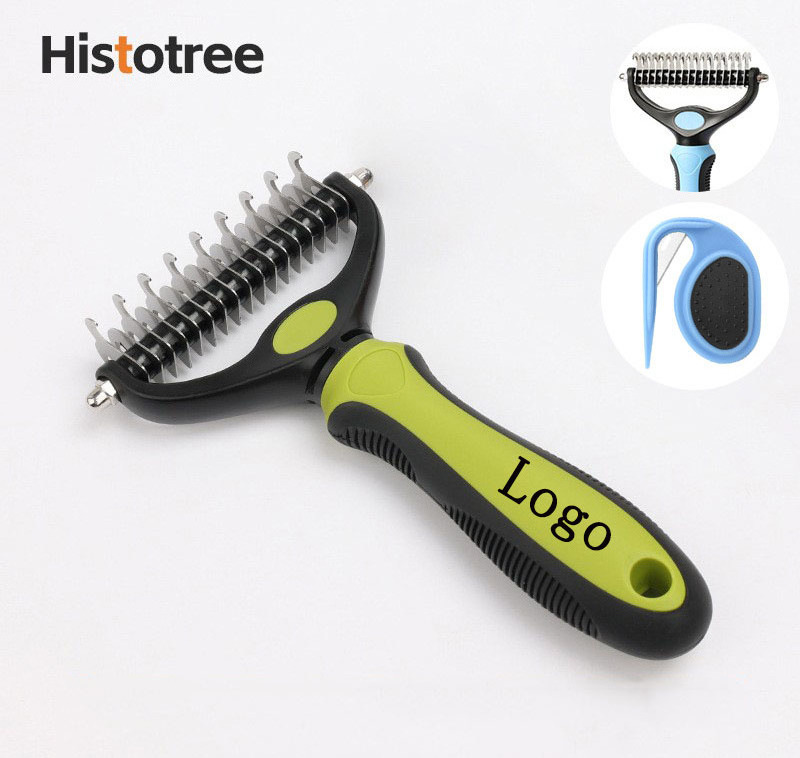 Wholesale Custom Logo Single Double Sided Pet Hair Undercoat Rake Brush Cat Dematting Knotted Grooming Comb for Dogs