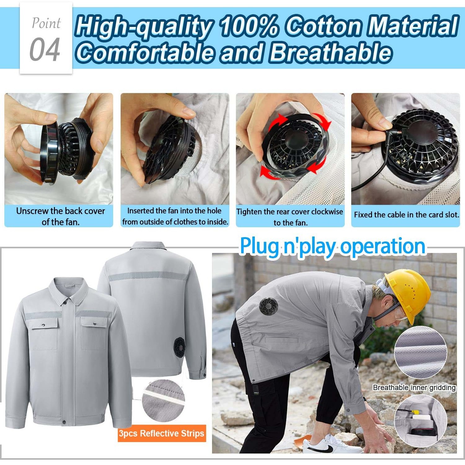 Wholesale 3 Speed Control Reflective Air Conditioning Outdoor Work Cooling Jacket with fans