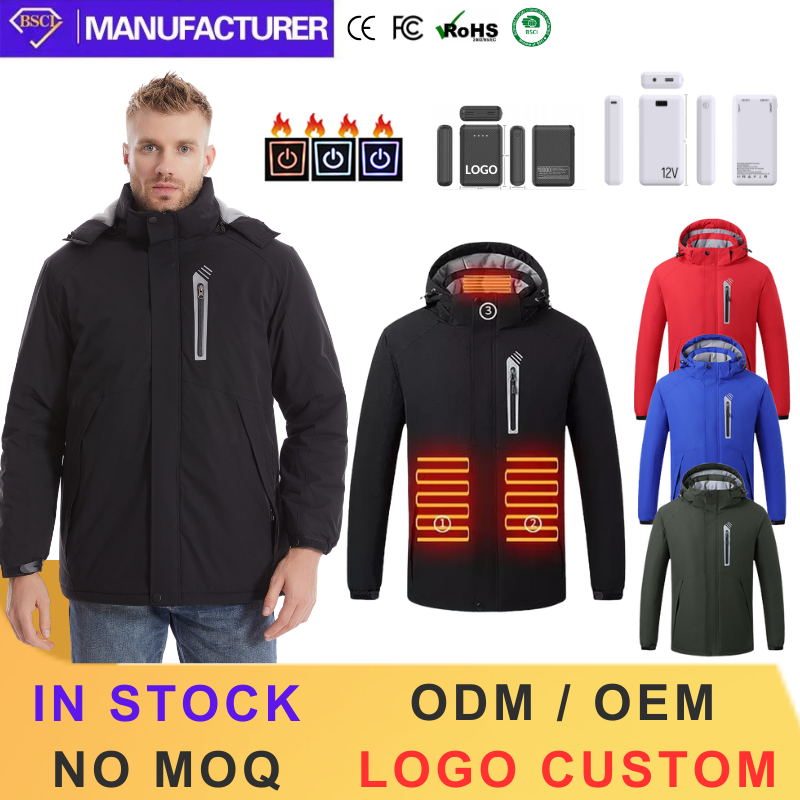 Custom winter jacket mans softshell jacket clothes battery usb long mens heated jacket