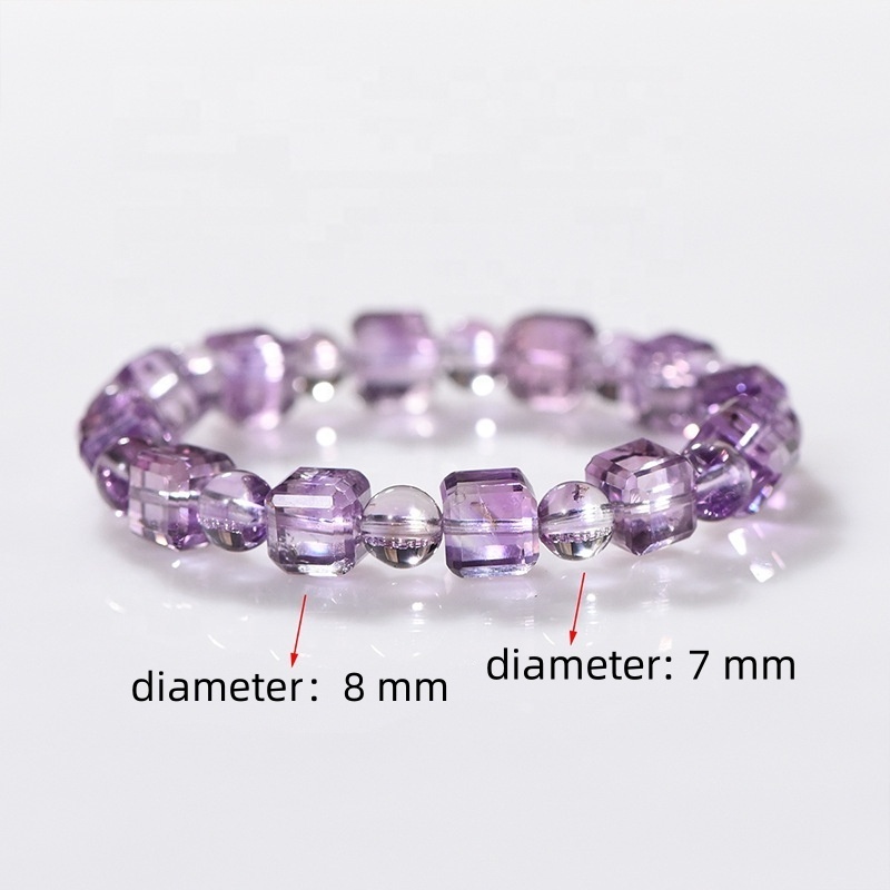 Wholesale natural amethyst square sugar bracelet amethyst light lavender diy jewellery niche design square string