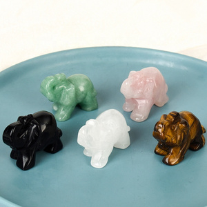 New arrivals hand carved gemstone 2inches crystal semi precious stone rose quartz elephant