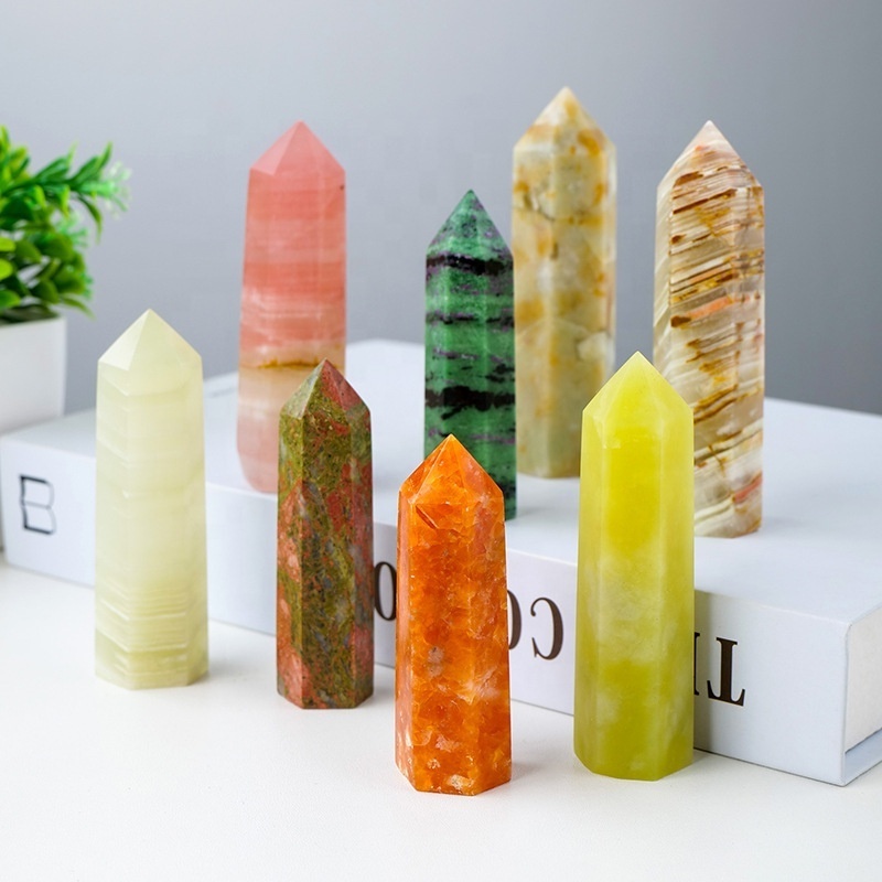 Wholesale Clear Quartz Obelisks Amethyst Healing Stones Natural Crystal Point Wand Crystal Quartz Tower