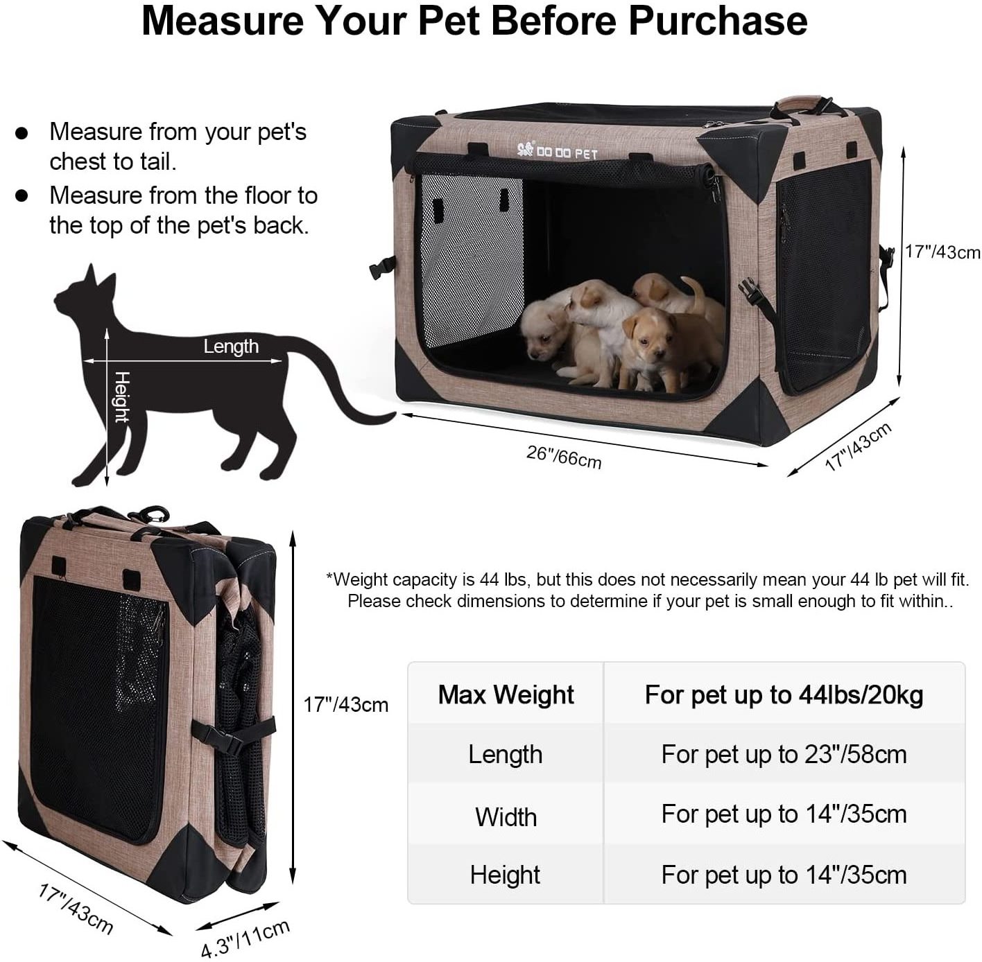 Factory Direct Soft Travel Crate with 4-Door Mesh Pet Dog Cage & Strong Steel carrier