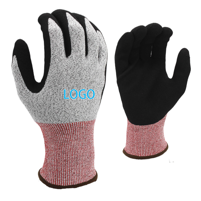 Level 5 Meat Cutting Kitchen Gloves Nitrile Coating Cut Resistant Gloves Dipping Anti Cut Hand Gloves