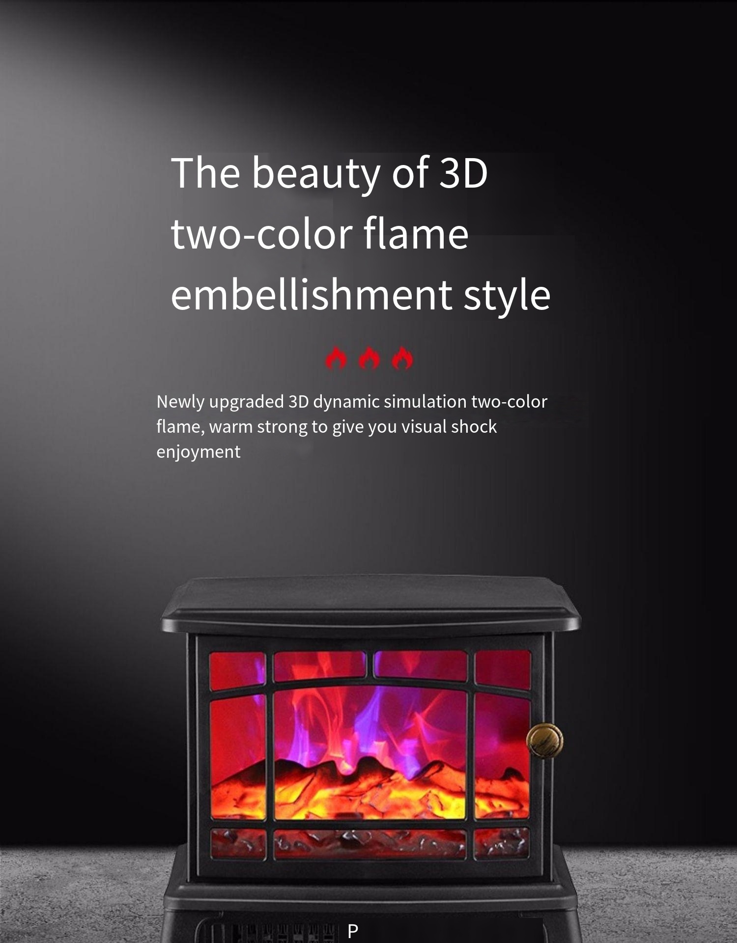 3D simulation of thermal power fireplace, flame mountain electric heating, household energy-saving and fast heating heater