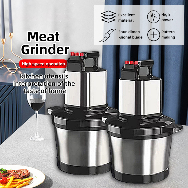 6L Factory Manufacturer Household Wholesale Small Meat Chopper Food Stainless Steel 4 Blade Electric Meat Grinders