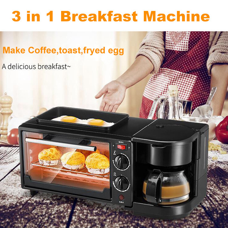 3 In 1 Breakfast Machine.Toast,Oven Coffee Pot Frying Pan 3 In 1 Multi Function Breakfast Maker Machine