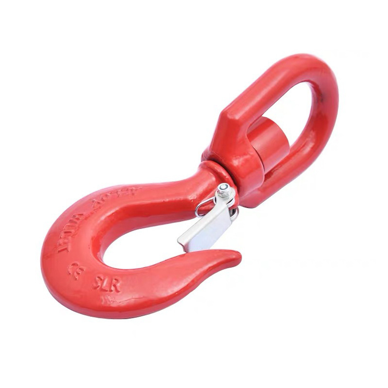 Manufacturer Alloy Steel Swivel Crane Chain Hook Swivel Self-locking Hook With Safety Latch For Lifting