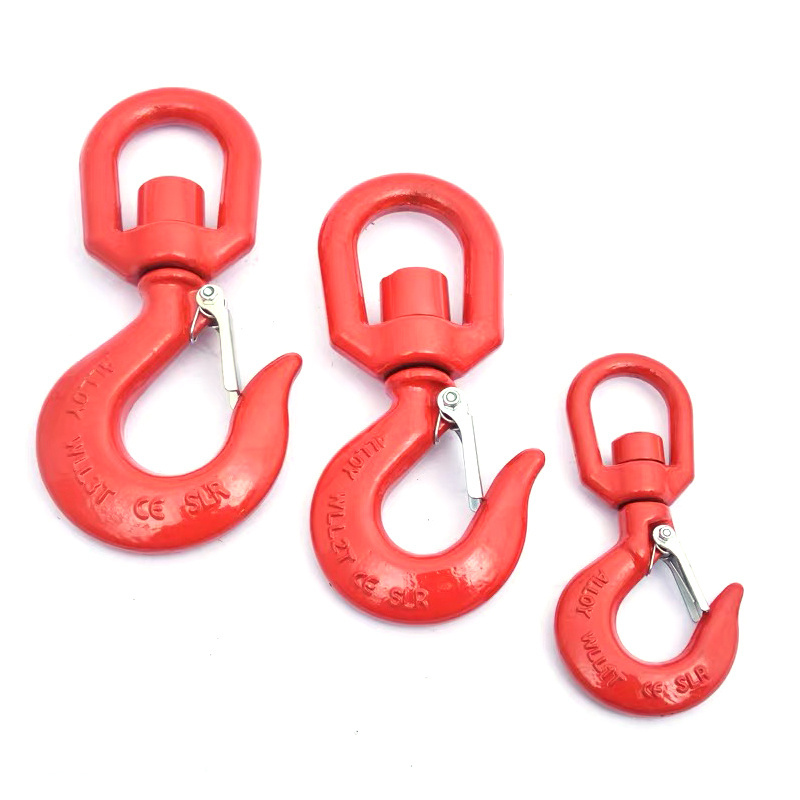 Manufacturer Alloy Steel Swivel Crane Chain Hook Swivel Self-locking Hook With Safety Latch For Lifting