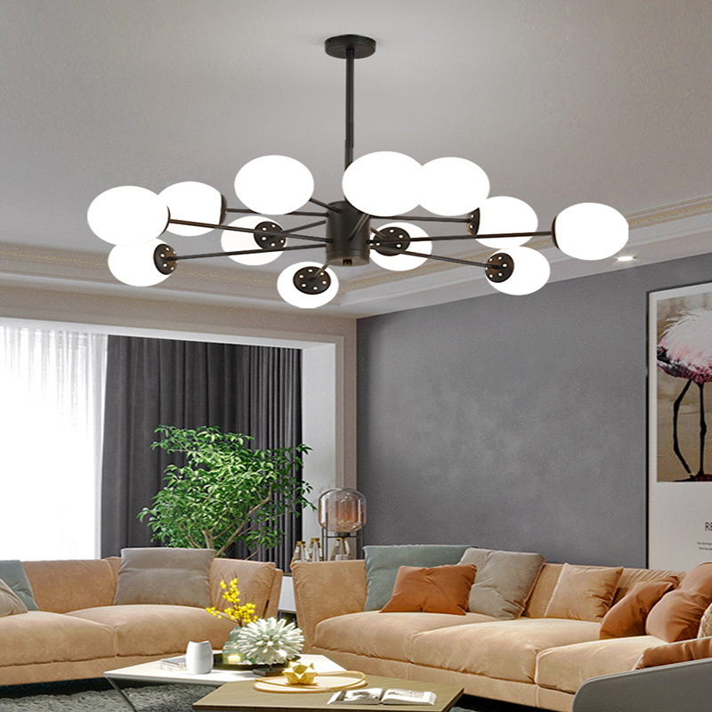 Flush Mount Pendant Lighting Sputnik Chandelier Modern Ceiling Light Fixture for Hotel Bedroom Living Room