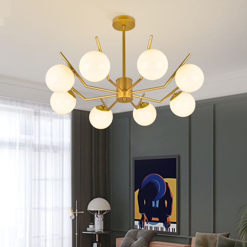 Mid Century Hotel Bedroom Living Room Semi Flush Mount Modern Sputnik Chandelier Light Fixture