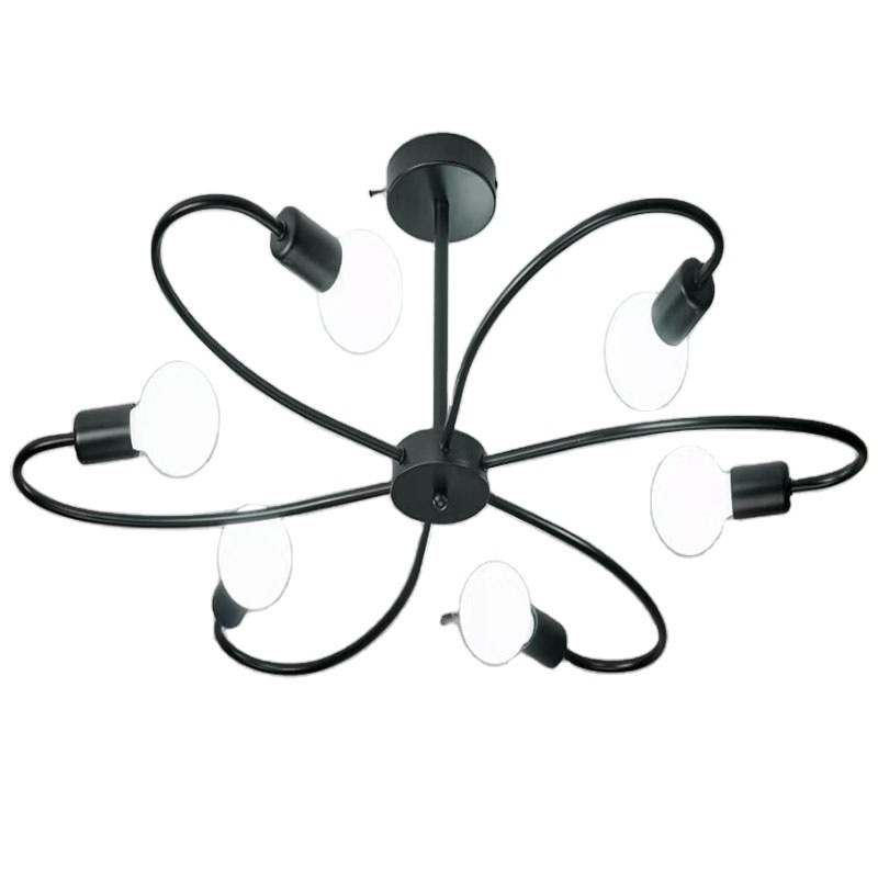 Black Vintage Sputnik Chandelier Ceiling Lamp Flush Mount Modern Ceiling Light Fixture