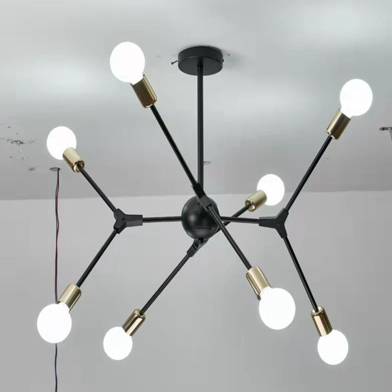 Black Vintage Sputnik Chandelier Ceiling Lamp Flush Mount Modern Ceiling Light Fixture