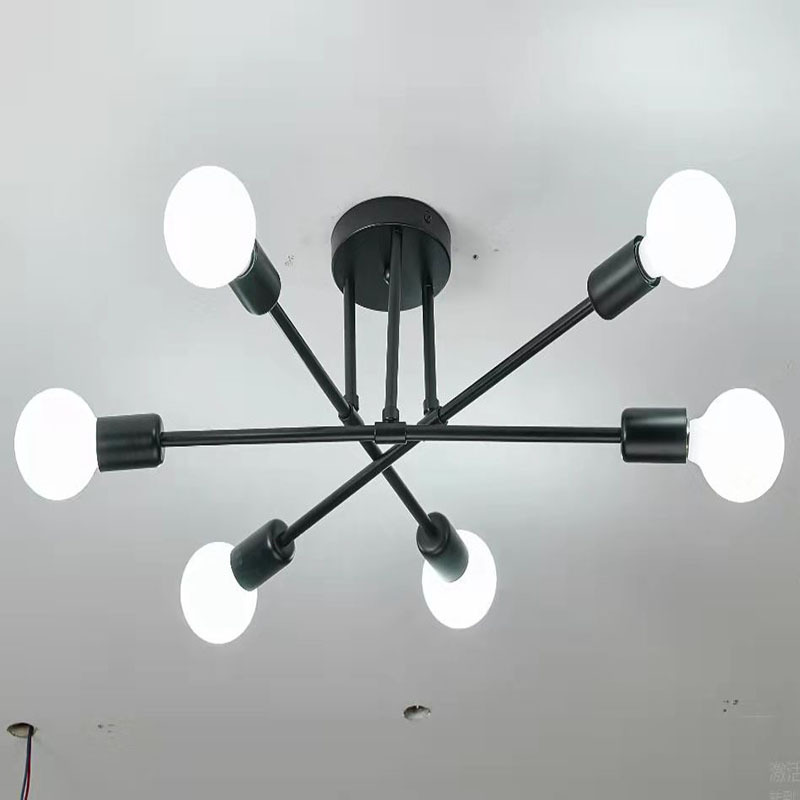 Black Vintage Sputnik Chandelier Ceiling Lamp Flush Mount Modern Ceiling Light Fixture