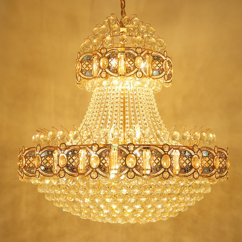 Gold Empire Fancy Pendant Lamp Hotel Chrome Chandeliers Indoor Decoration Pendant Light k9 fine crystal tear drop chandelier