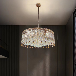 2023 New Design Huge Crystal Chandelier Rustic Bedroom Dining Room Pendant Light Fixtures Indoor LED Hanging Lights