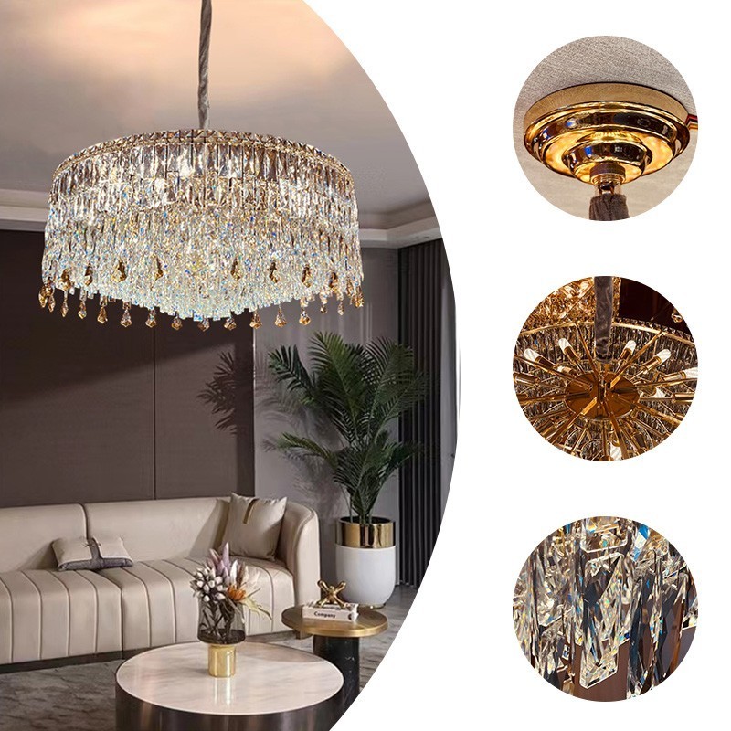 2023 New Design Huge Crystal Chandelier Rustic Bedroom Dining Room Pendant Light Fixtures Indoor LED Hanging Lights