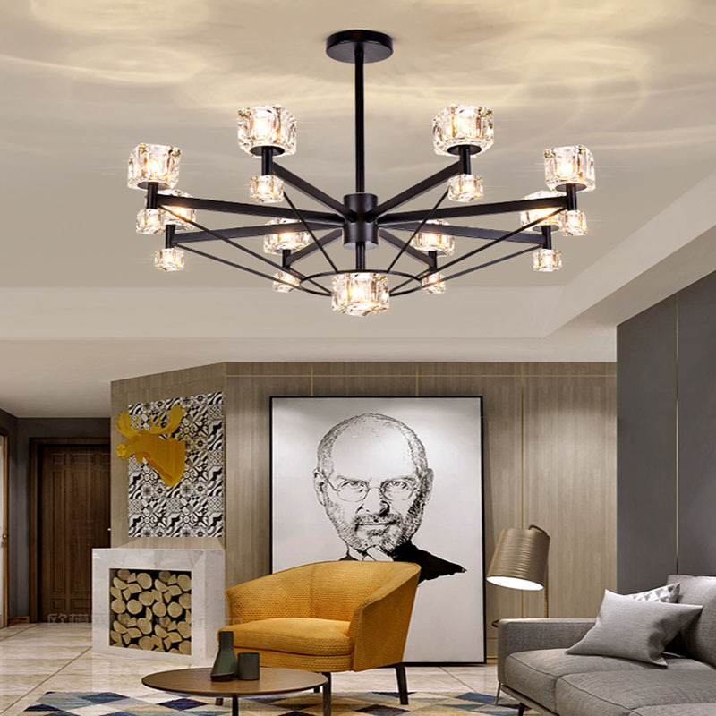 Modern Pendant Lighting 6 Lights Black Gold Sputnik Chandeliers Living Room Ceiling Light