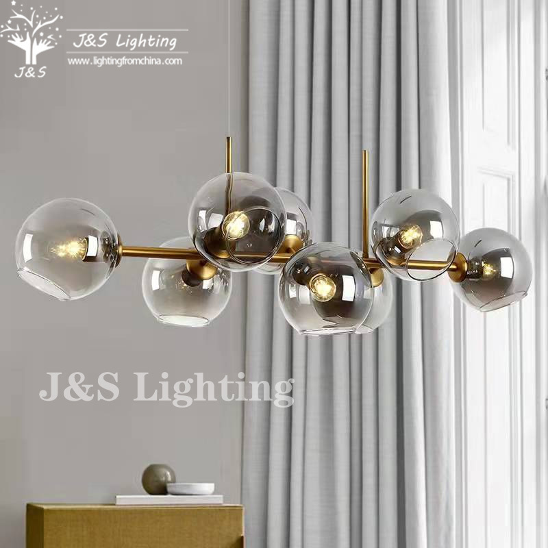 High Quality Nordic Gold Black Chimney Hotel Transparent Glass Ball Pendant Lamp Living Room