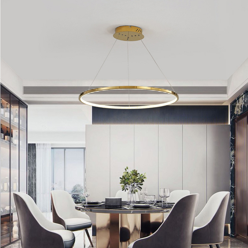 Modern LED Chandelier with Acrylic Shade,Round LED Chandelier  Brushed Nickel Fixture, Kitchen Island, Din