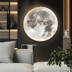 Creative Home Modern Moon Night Wall Lamps LED Bedroom Hotel Wall Light Dimmable Round Iron Body Wall Lighting Background