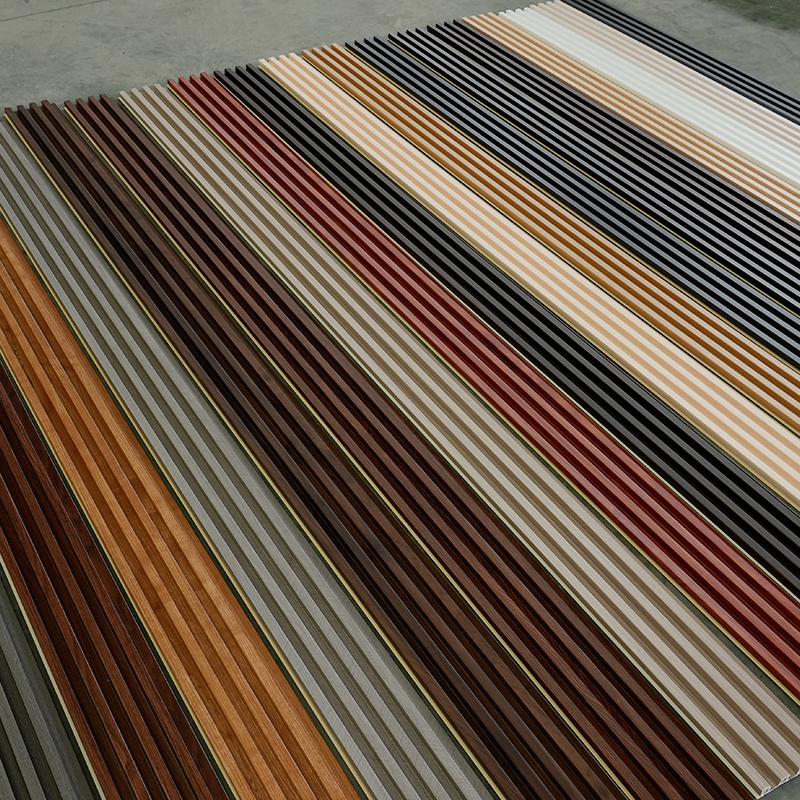 Wood Fiber Woven Grain Laminate Sheets For Walls WPC Film Laminated WPC Wall Panels