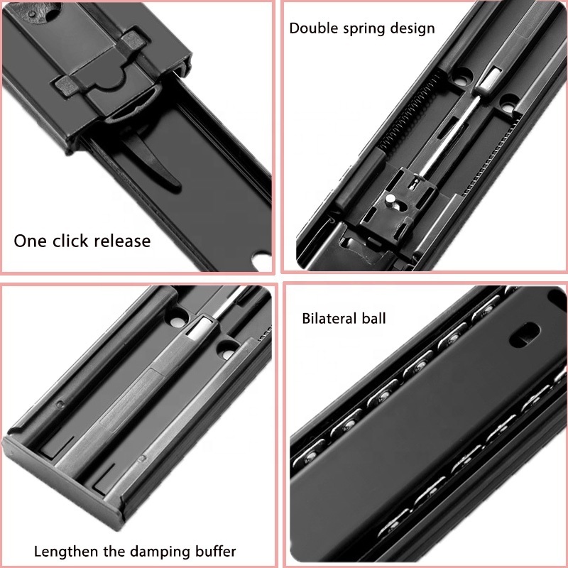 Wholesales Damping 35mm/45mm Width Telescopic Soft Close Bottom Mount Drawer Slide Conceal Channel Hidden Drawer Slide