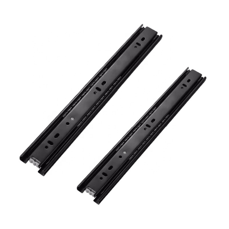 Thickness 1.0*1.0*1.2mm Iron Black 3-fold Full Extension Ball Bearing Drawer Slide For Cabinet Accessories Drawer Rail