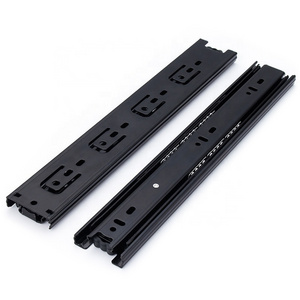 Thickness 1.0*1.0*1.2mm Iron Black 3-fold Full Extension Ball Bearing Drawer Slide For Cabinet Accessories Drawer Rail