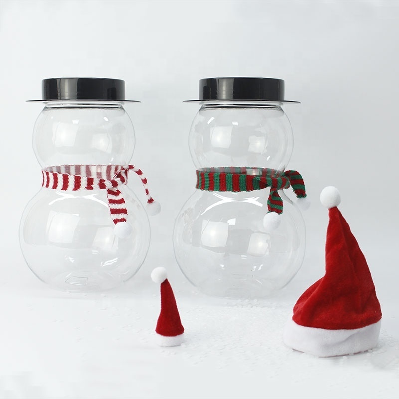 Christmas Snowman shape clear pet plastic candy container bottle 3000ml