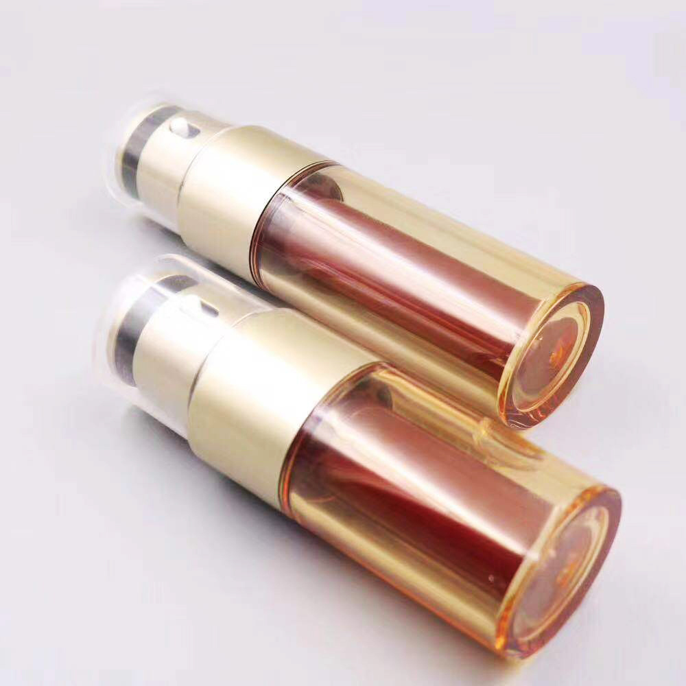 New amber color acrylic double pump lotion bottle dual chamber airless bottle 30ml 50ml