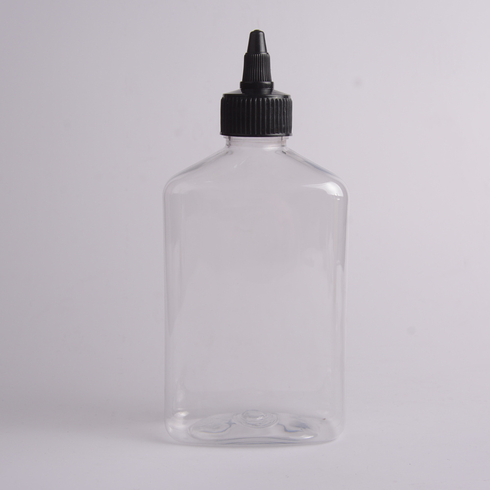 Empty square pet plastic glue dropper bottle with twist flip top cap