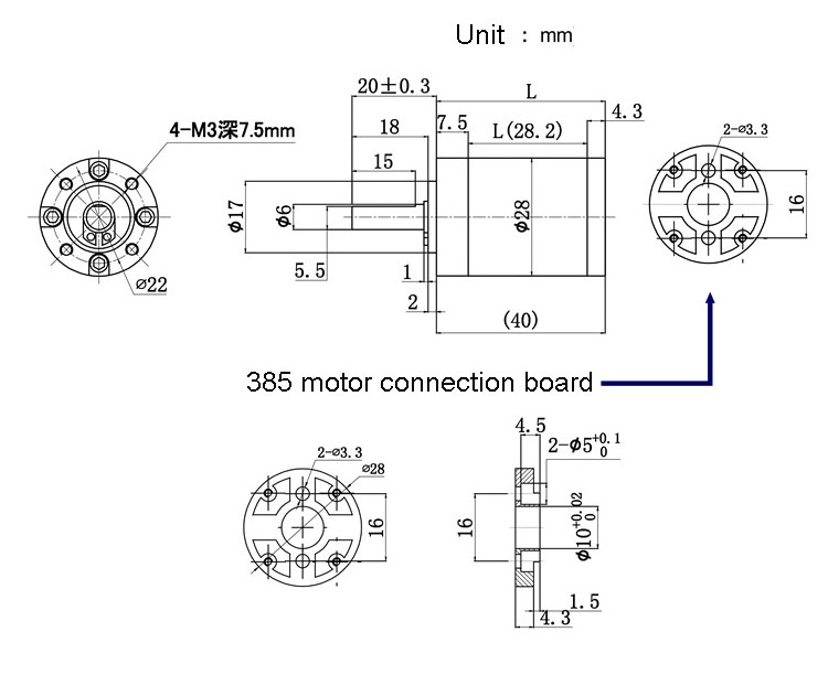 28mm small planetary gearbox 12V 6V 24volt Small precision gearbox reduction can be equipped with 365 385 395 gearboxes