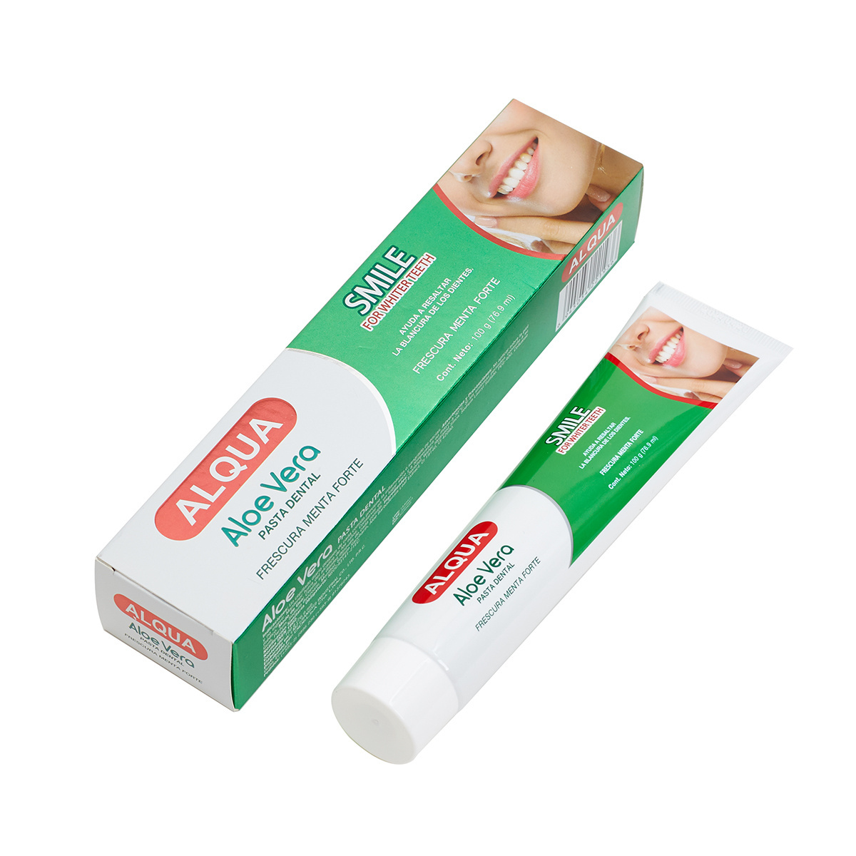 Free sample OEM / ODM custom 100g /150g / 205g fresh breath fluoride free teeth whitening aloe vera toothpaste