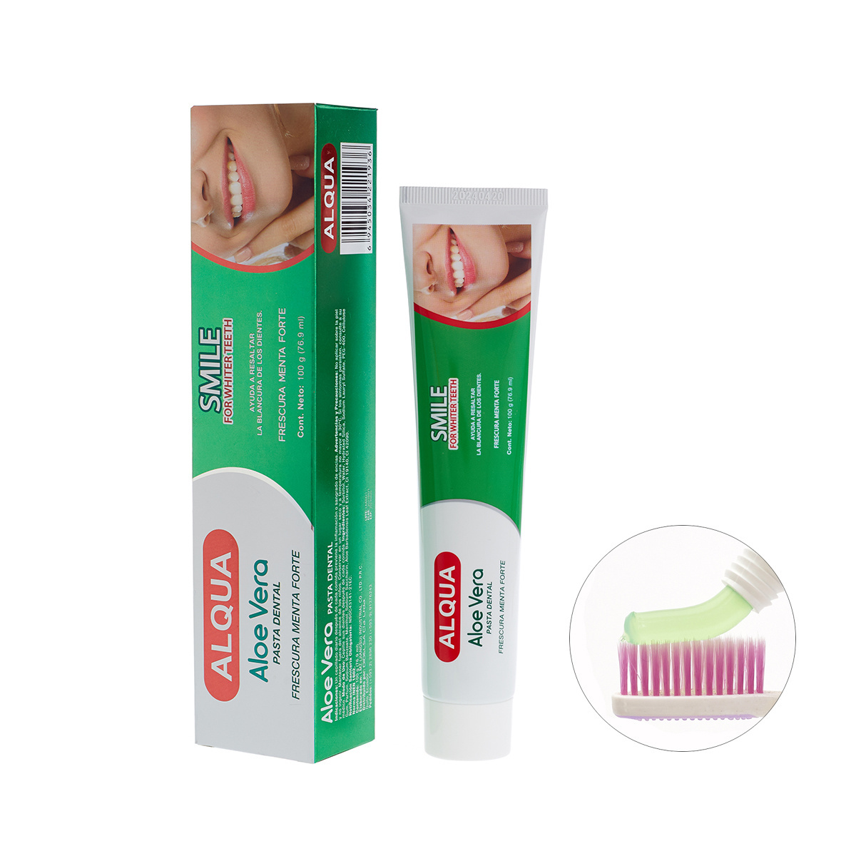 Free sample OEM / ODM custom 100g /150g / 205g fresh breath fluoride free teeth whitening aloe vera toothpaste