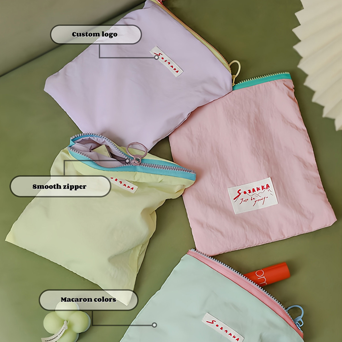 Small Eco Friendly Custom Cotton Blank Zipper Pouch Make Up Bags Plain Cotton Canvas Makeup Cosmetic Bag With Logo