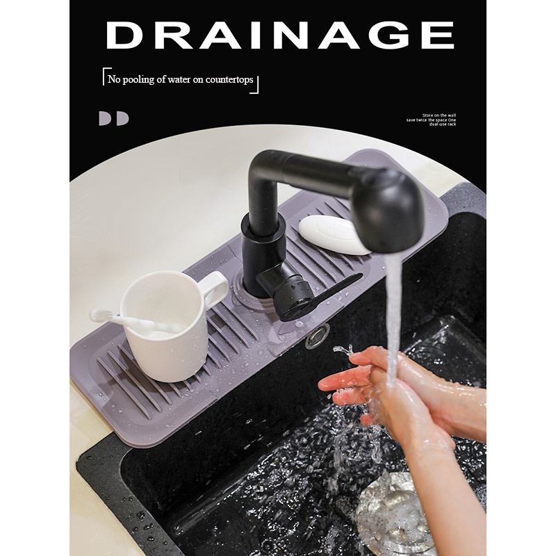 Kitchen Sink Accessories Faucet Silicone Mat Absorbable Draining Water Catcher Sink Splash Guard