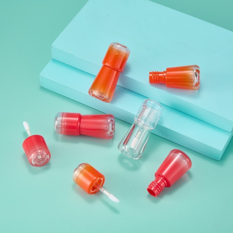 New Design 4ml Lip Gloss Container Empty Gradient Pink Liquid Lipstick Tube Orange Mushroom Shaped Lip Gloss Tube