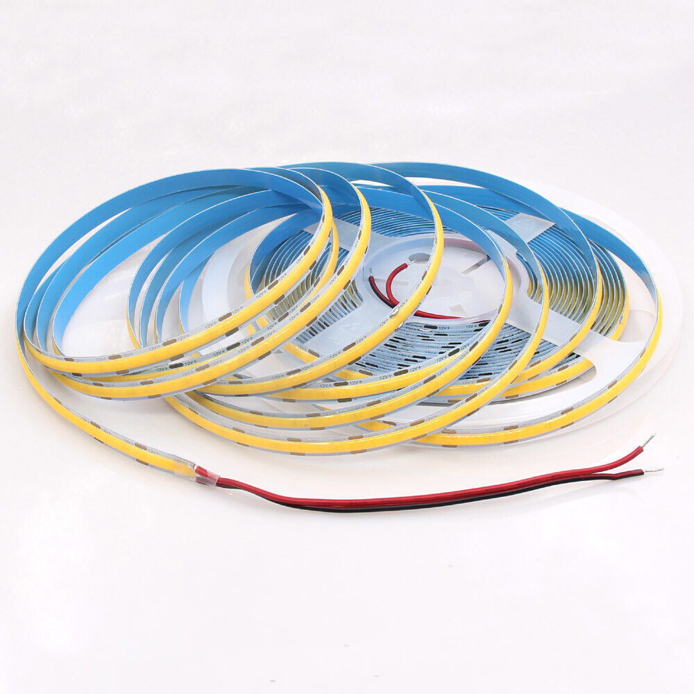 Super Bright Cool White 6500K 5M 10M DC12V 24V Flexible LED Tape Lights 8MM COB LED Strip Lights for TV