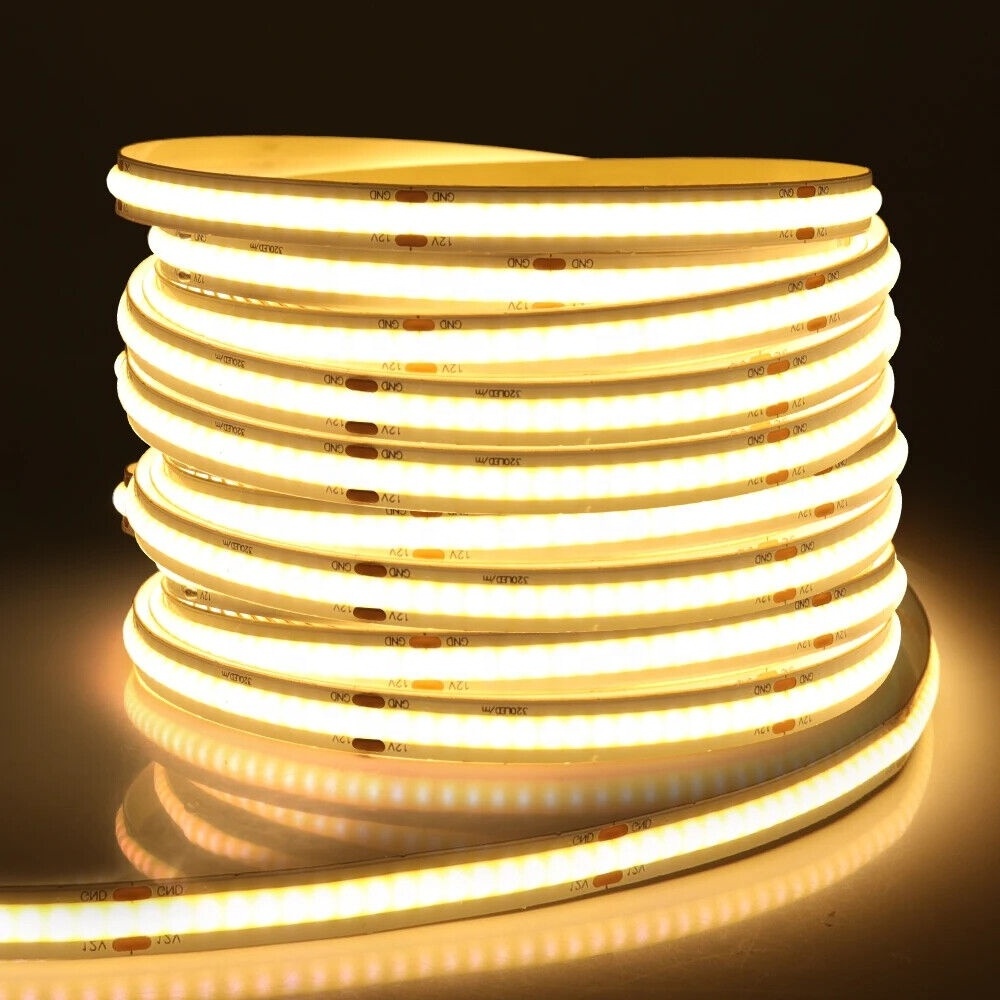 COB LED Strip Light Warm White 3000K DC12V 24V 8MM Super Bright Flexible Indoor LED Tape Lights