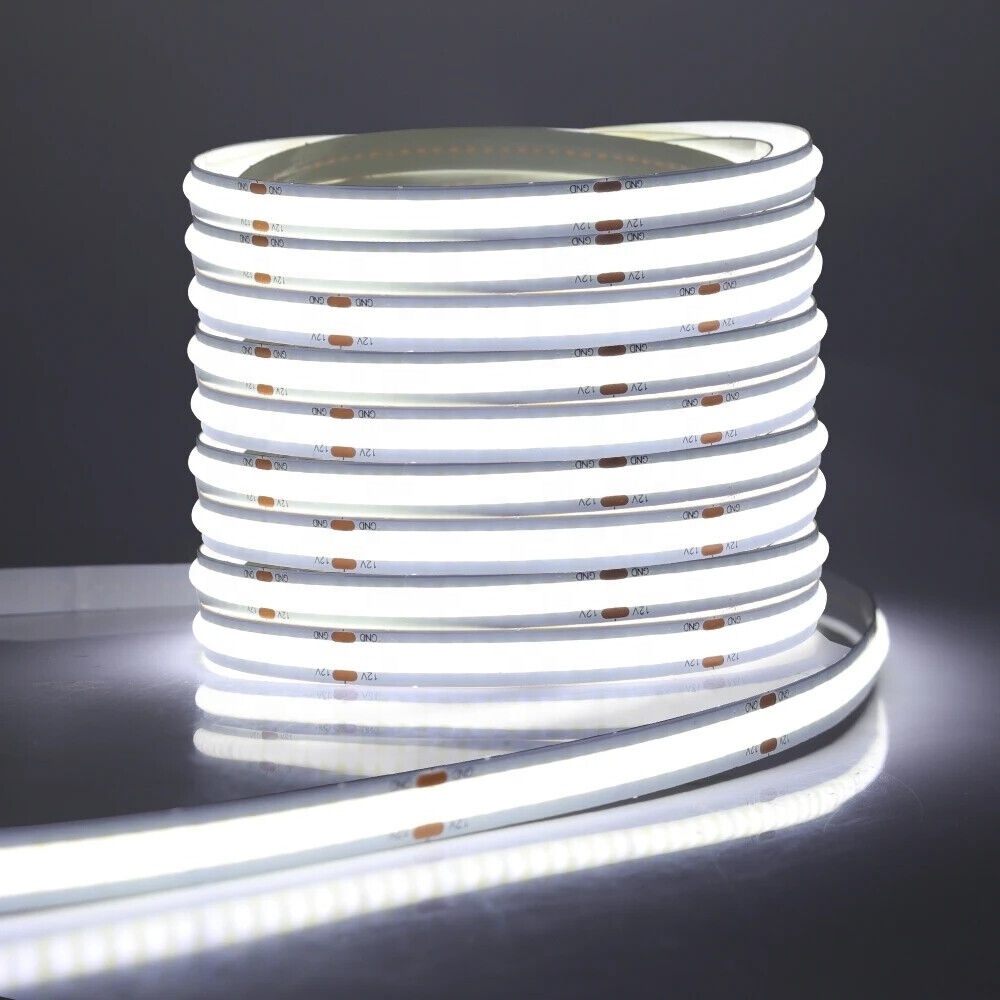 Super Bright Cool White 6500K 5M 10M DC12V 24V Flexible LED Tape Lights 8MM COB LED Strip Lights for TV