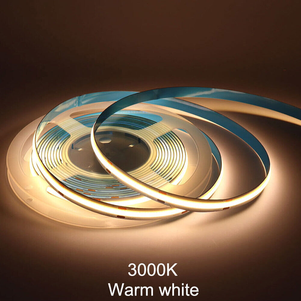 COB LED Strip Light Warm White 3000K DC12V 24V 8MM Super Bright Flexible Indoor LED Tape Lights