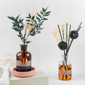 Luxury Brown amber glass bottle natural aroma reed diffuser gift Home Decor Ceramic natural Aroma Essential Oil reed Diffuser