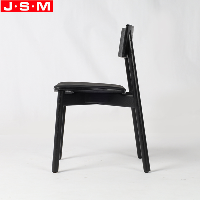 Black Veneer Back Restaurant Cushion Seat Wooden Dining Chair For Dining Room